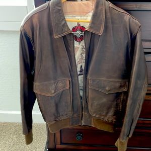 Brown leather bomber jacket in great condition.
